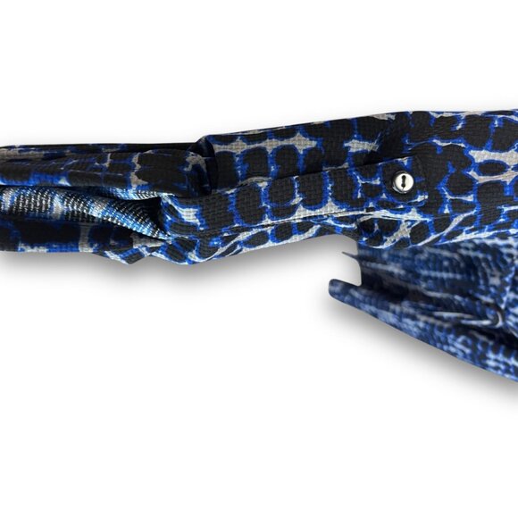 Deca Paris Longsleeve Printed Dress - Abstract Blue & Black Pattern Size S Made - Picture 4 of 5